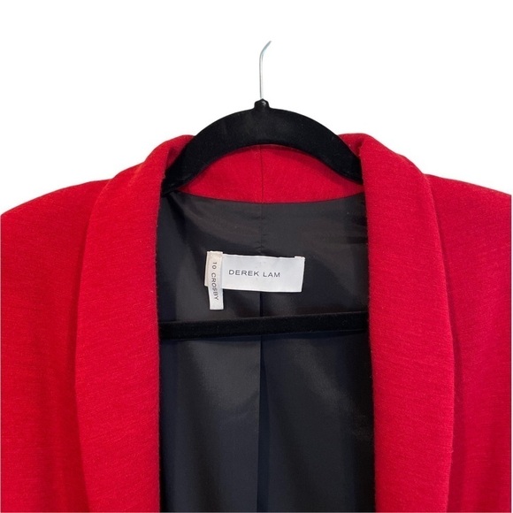 10 Crosby Derek Lam Wool Blend Open Front Blazer Jacket Red 6 - Picture 2 of 9